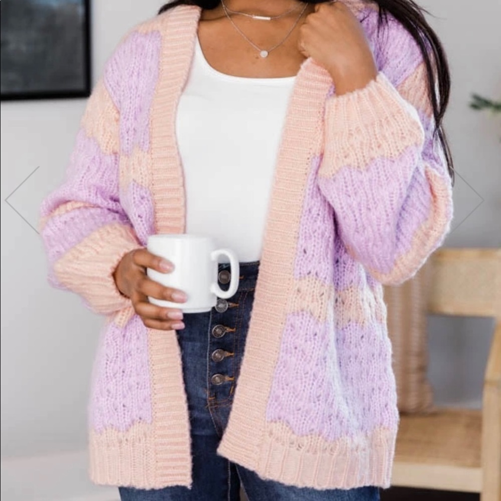 Pink Lily Darling Love Colorblock Pink/Purple Cardigan